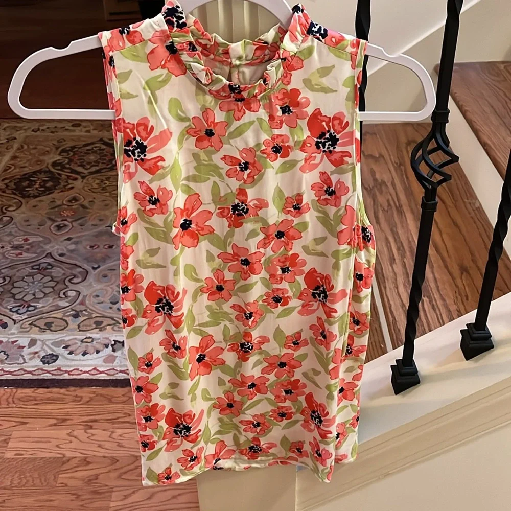 CALLIE PINK FLORAL RUFFLE TANK/NWT/Small